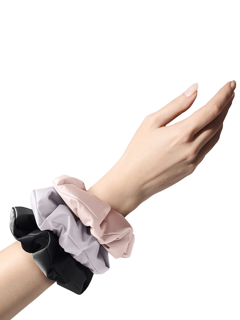 Mueras Women Lavender & Blue Set of 5 Solid Silk Satin Scrunchie